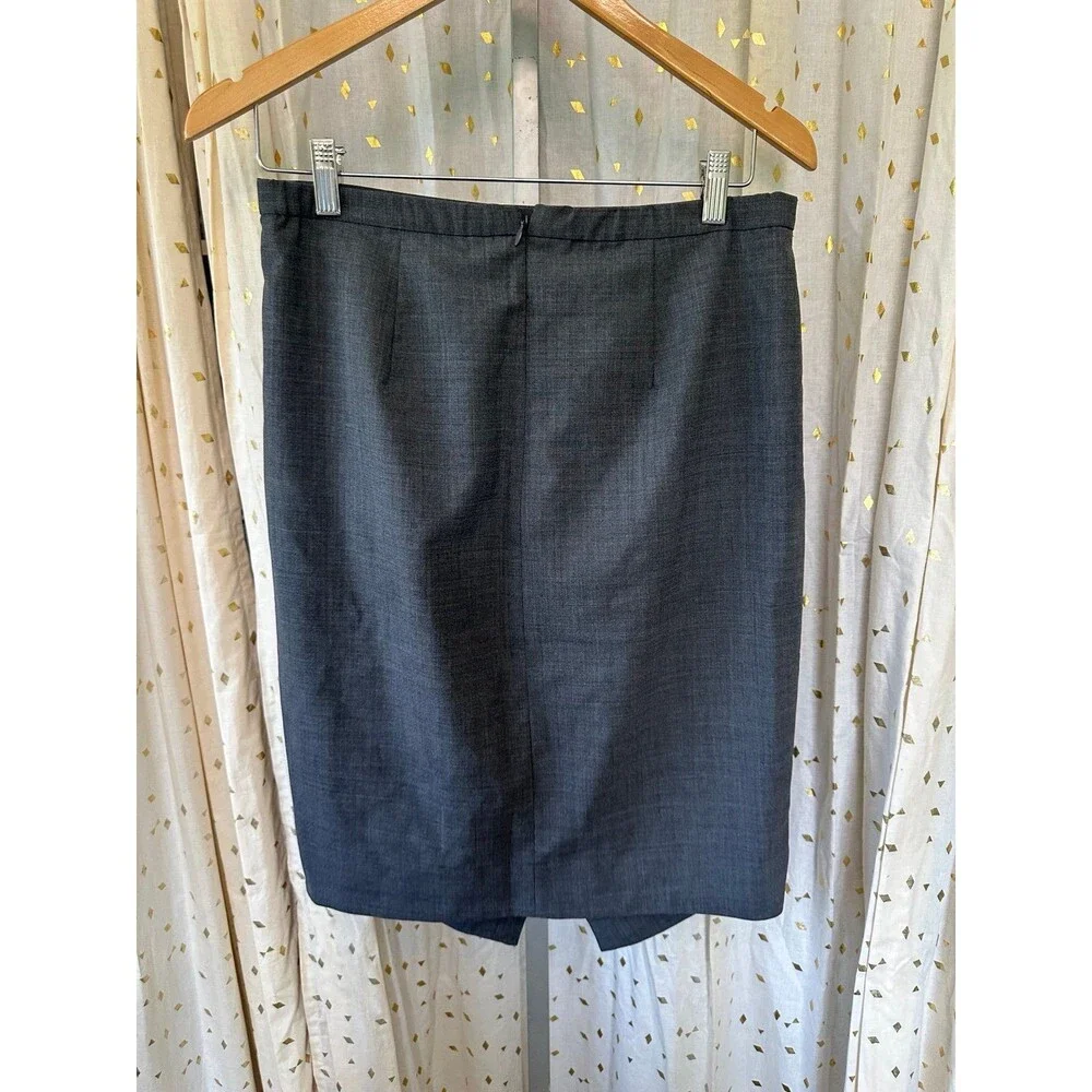J. Crew 365 Grey Asymmetrical Silt Everyday Wool Blend Back Zip Pencil Skirt 6